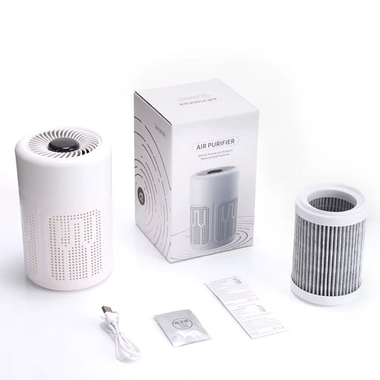 Air Purifier Smoke Odor Negative Ion Generator USB Portable Air Cleaner for Household HEPA Filter Efficient Purifying Air