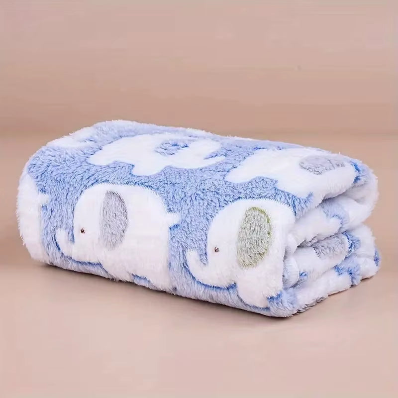 Soft and Cozy Cartoon Elephant Pet Blanket for Dogs and Cats Flannel Throw for Puppies and Kittens Universal Size Christmas Gift